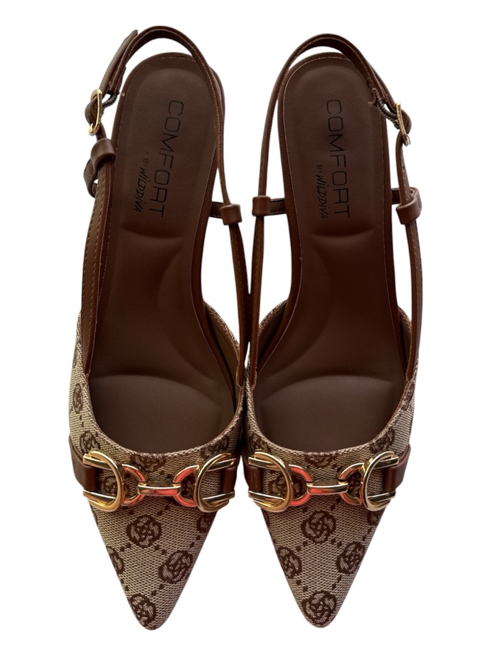 Comfort Slingback Pointed Toe Kitten Heels